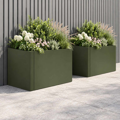 Retaining Wall 2 pcs 50 x 50 x 30 cm Steel Olive Green