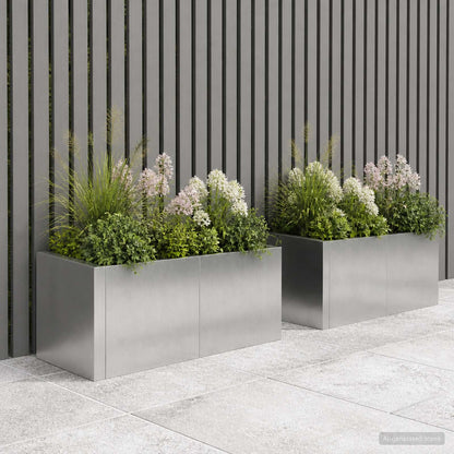 Retaining Wall 2 pcs 50 x 50 x 30 cm Stainless Steel Silver