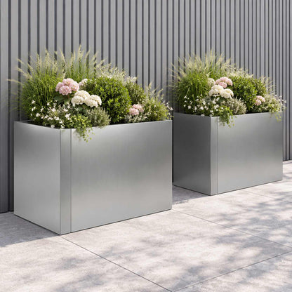 Retaining Wall 2 pcs 50 x 50 x 50 cm Galvanised Steel Silver