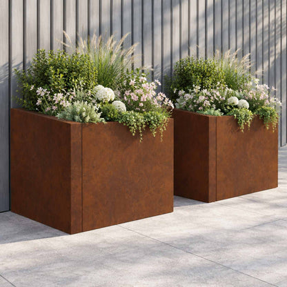 Retaining Wall 2 pcs 50 x 50 x 50 cm Weathering Steel Rusty