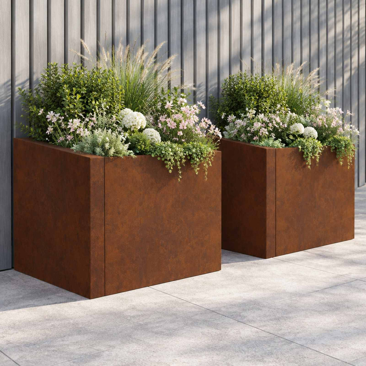 Retaining Wall 50 x 50 x 30 cm Weathering Steel Rusty