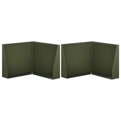 Retaining Wall 2 pcs 50 x 50 x 50 cm Steel Olive Green