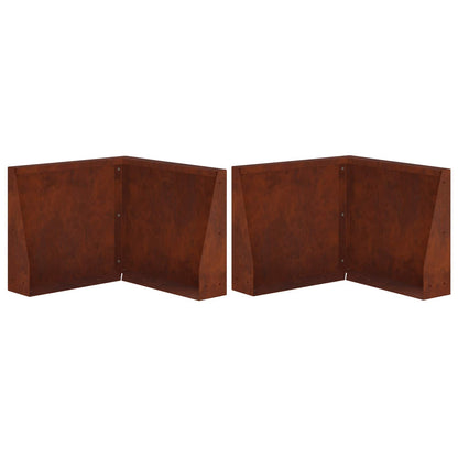 Retaining Wall 2 pcs 50 x 50 x 50 cm Weathering Steel Rusty