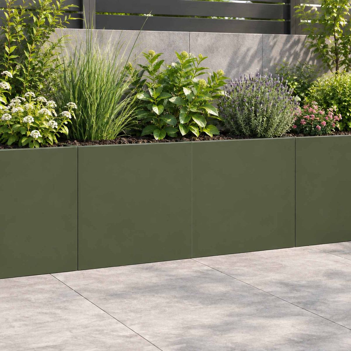 Retaining Wall 2 pcs 40 x 12 x 50 cm Steel Olive Green