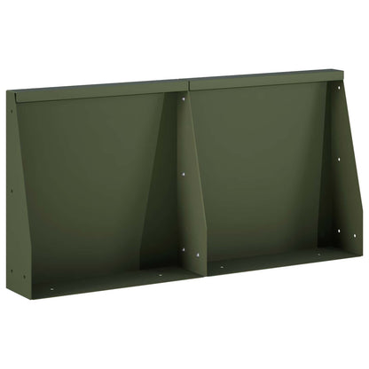Retaining Wall 2 pcs 40 x 12 x 50 cm Steel Olive Green