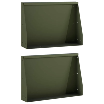Retaining Wall 2 pcs 60 x 12 x 40 cm Steel Olive Green