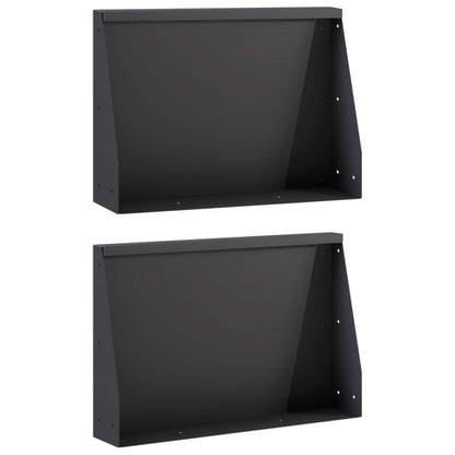 Retaining Wall 2 pcs 60 x 12 x 50 cm Steel Black