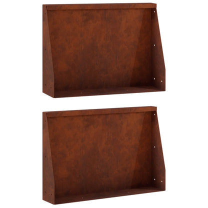 Retaining Wall 2 pcs 60 x 12 x 50 cm Weathering Steel Rusty