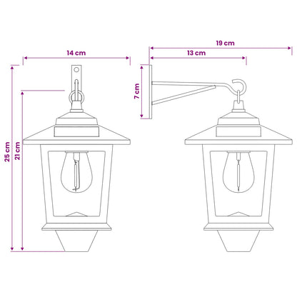 Wall Mount Lamp with LED Bulb 2 pcs Black 19 x 14 x 25 cm