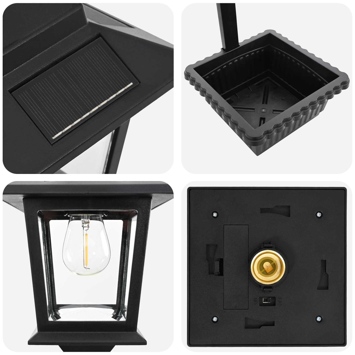 Bollard Light with Planter Black 29 x 28 x 74 cm ABS and PP