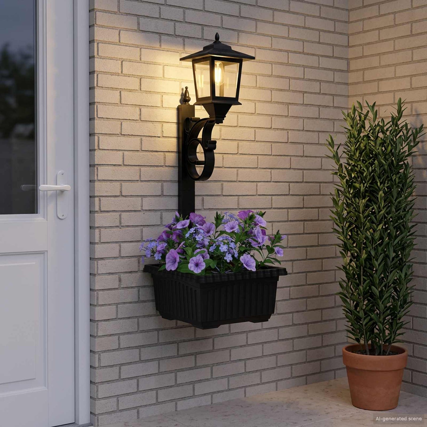 Bollard Light with Planter Black 29 x 28 x 74 cm ABS and PP