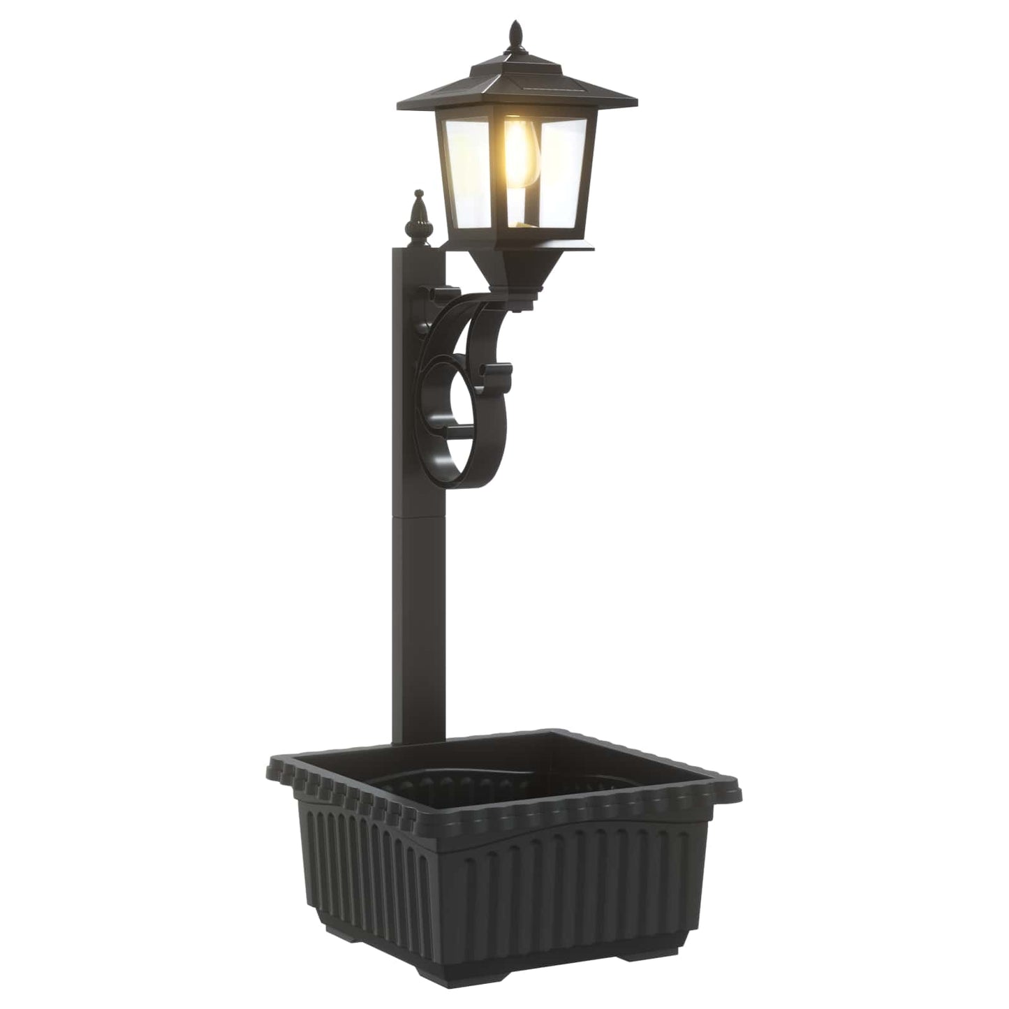 Bollard Light with Planter Black 29 x 28 x 74 cm ABS and PP