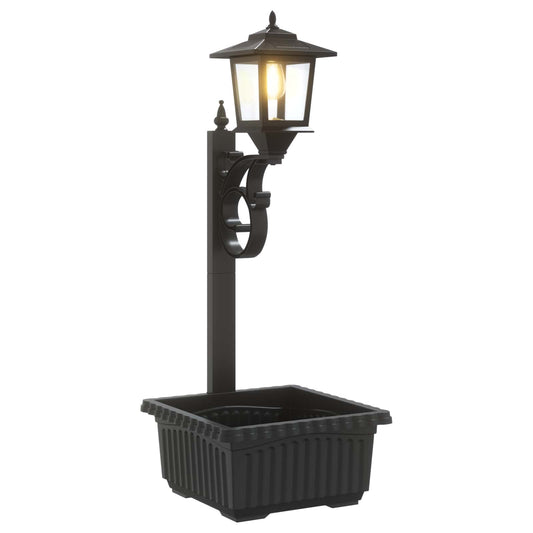 Bollard Light with Planter Black 29 x 28 x 74 cm ABS and PP
