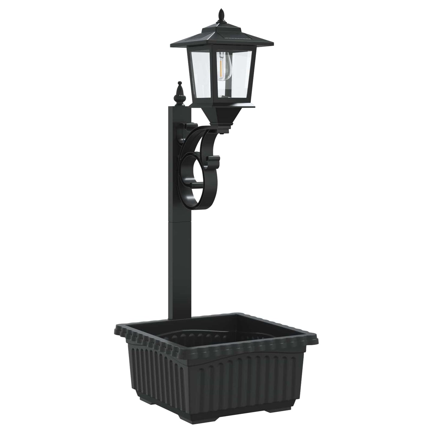Bollard Light with Planter Black 29 x 28 x 74 cm ABS and PP