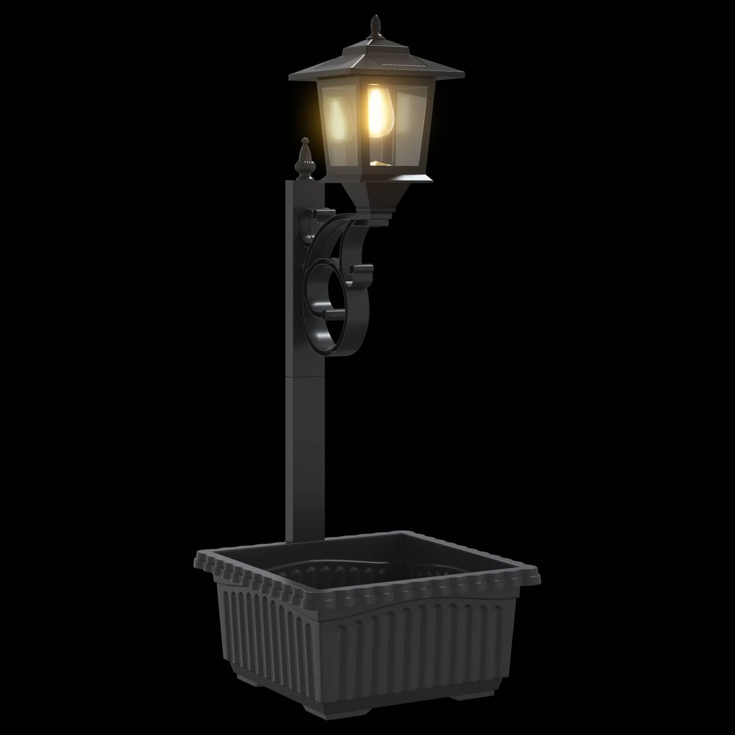 Bollard Light with Planter Black 29 x 28 x 74 cm ABS and PP
