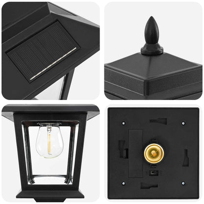 Lamp Post Set with LED Bulb 2 pcs Black 16 x 16 x 156 cm