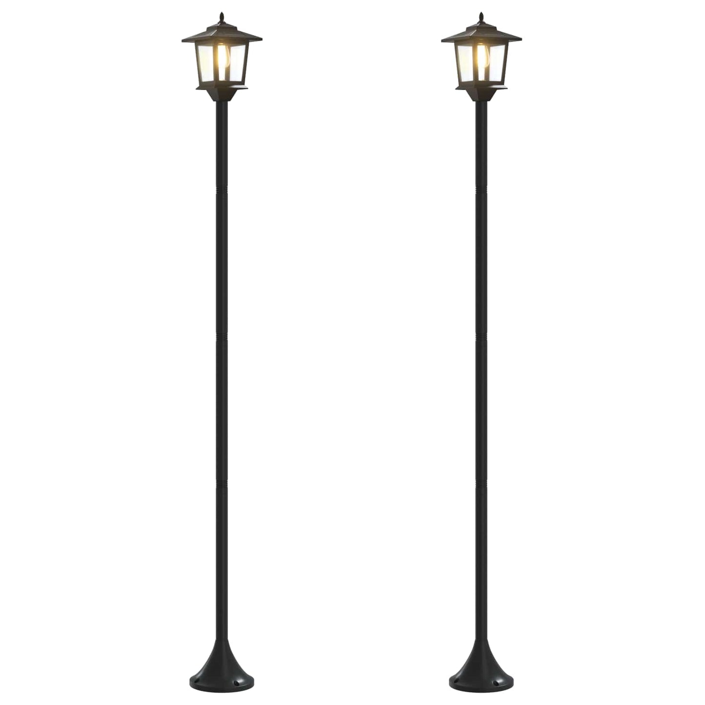 Lamp Post Set with LED Bulb 2 pcs Black 16 x 16 x 156 cm