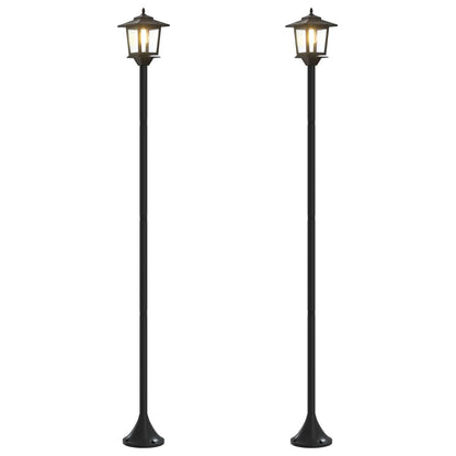 Lamp Post Set with LED Bulb 2 pcs Black 16 x 16 x 156 cm