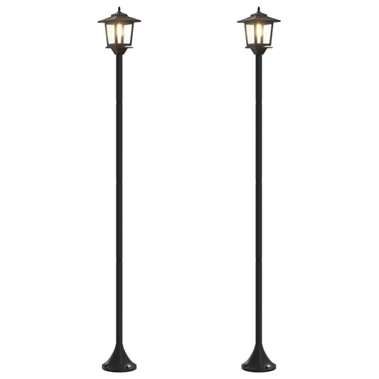 Lamp Post Set with LED Bulb 2 pcs Black 16 x 16 x 156 cm