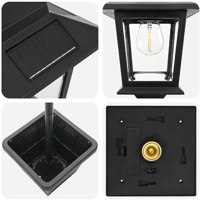 Solar Lamp Post with Planter Black 32 x 32 x 158 cm