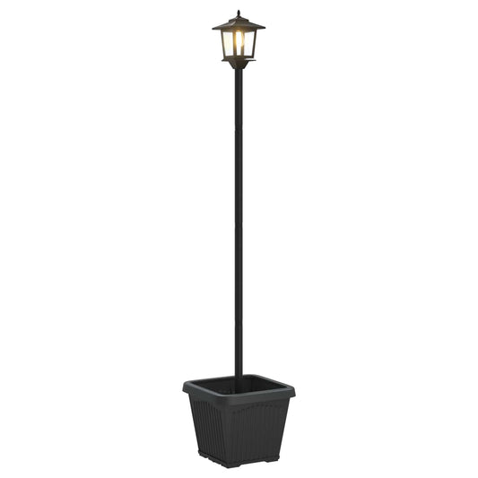Solar Lamp Post with Planter Black 32 x 32 x 158 cm