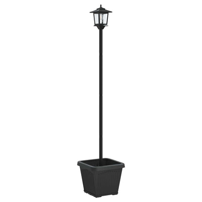 Solar Lamp Post with Planter Black 32 x 32 x 158 cm