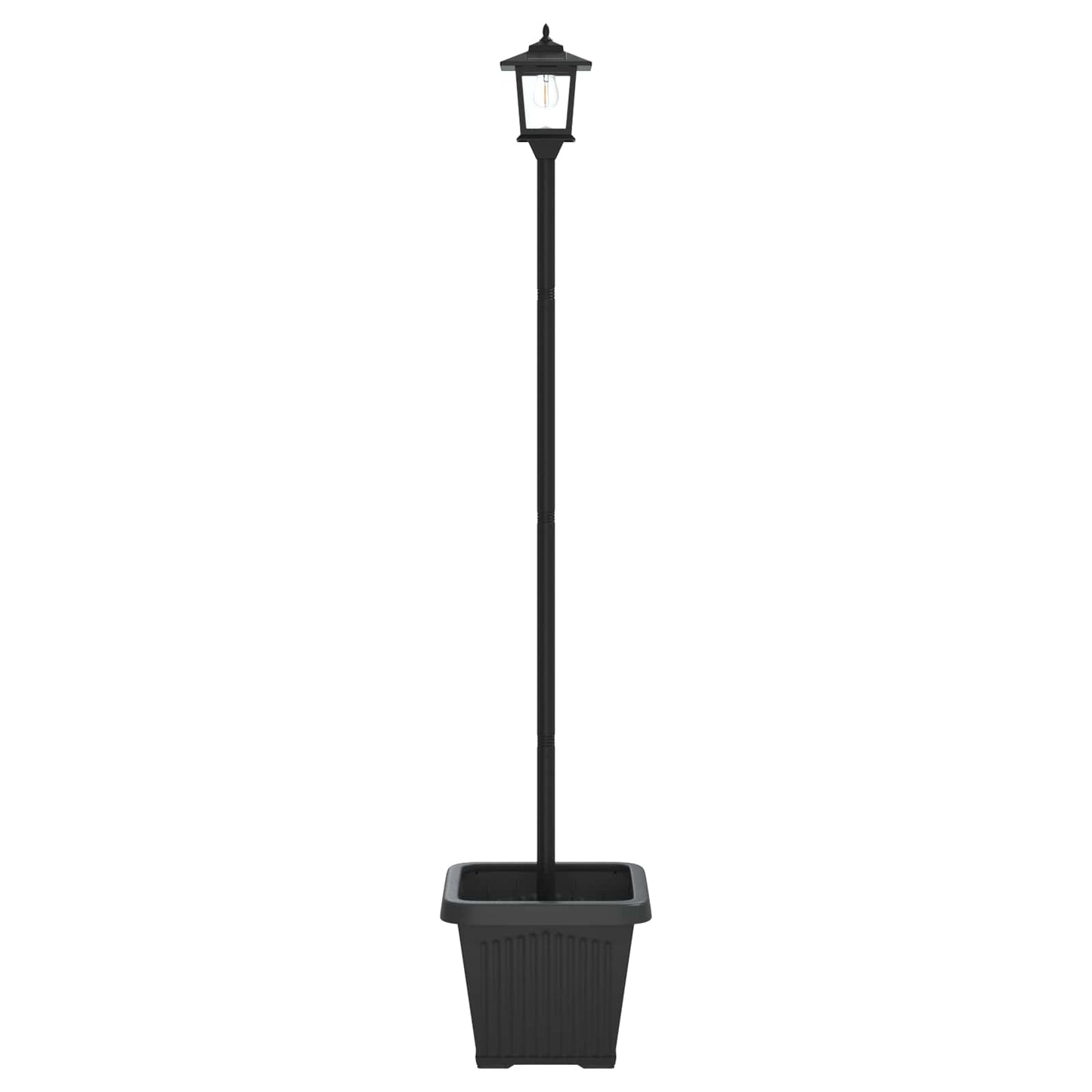 Solar Lamp Post with Planter Black 32 x 32 x 158 cm