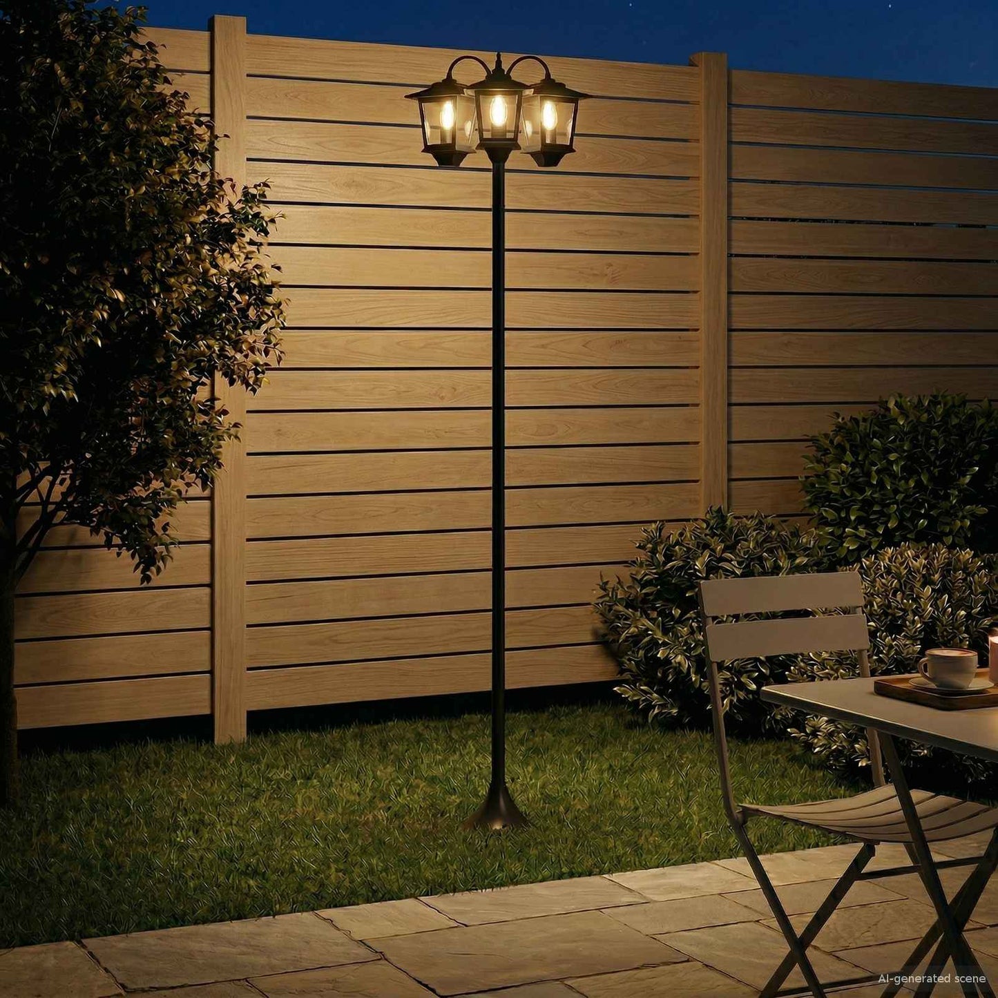 3-Head Lamp Post Black 16 x 16 x 187 cm Aluminum and ABS