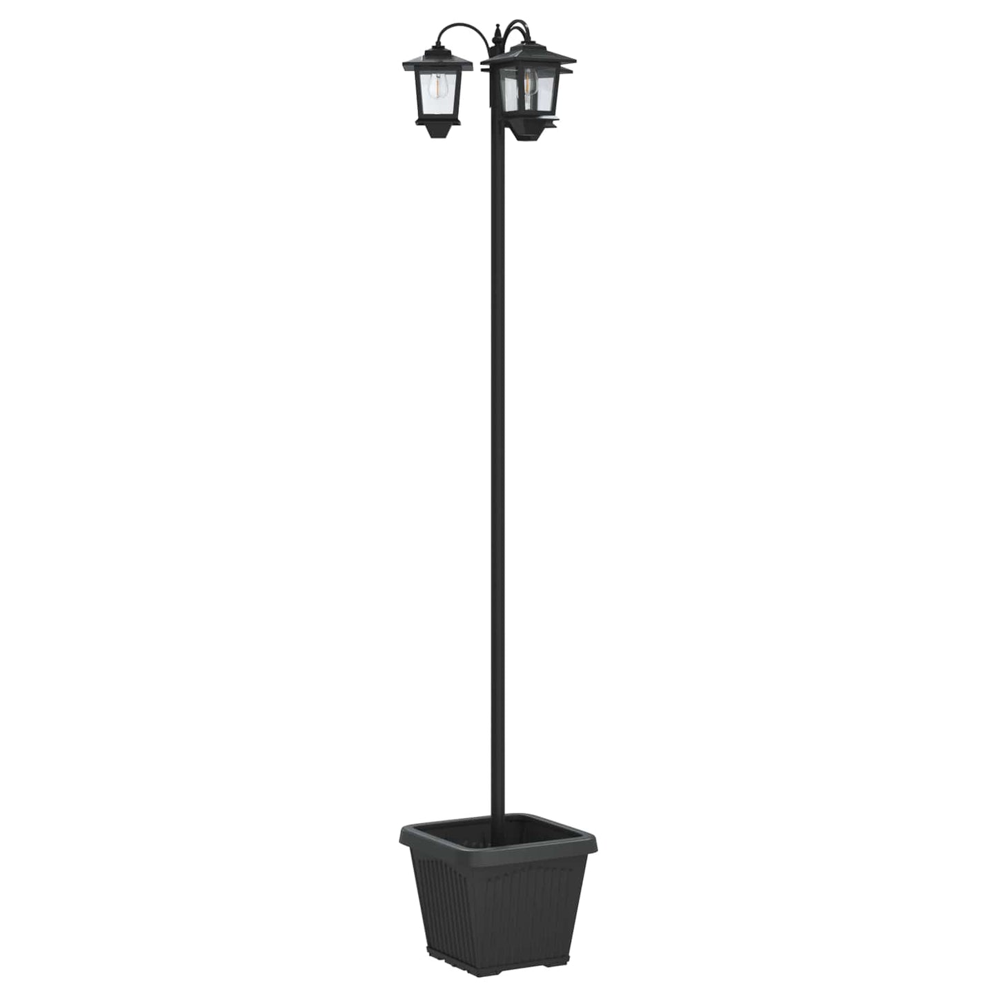 3-Head Lamp Post with Planter Black 32 x 32 x 188 cm