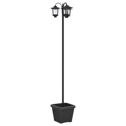 3-Head Lamp Post with Planter Black 32 x 32 x 188 cm