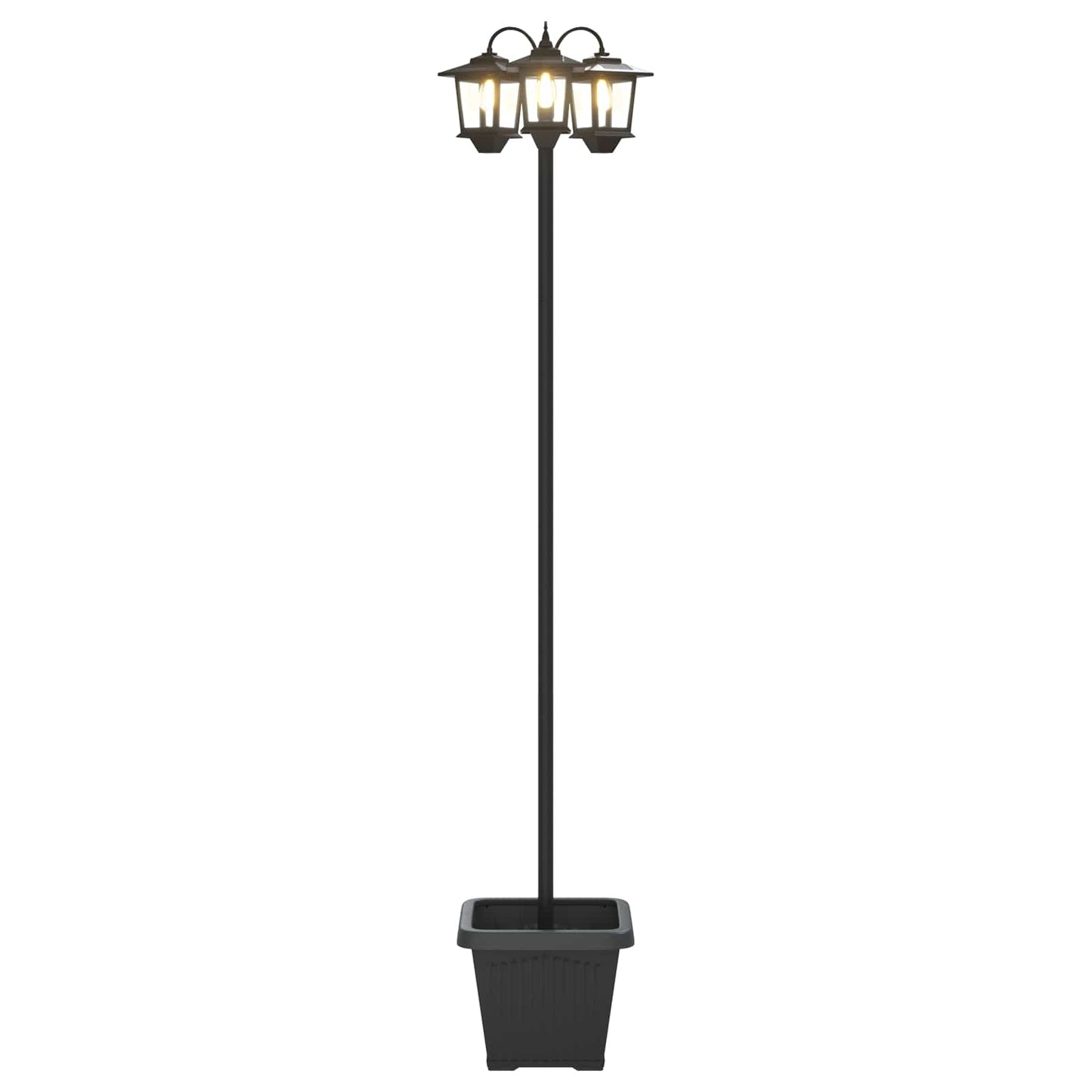 3-Head Lamp Post with Planter Black 32 x 32 x 188 cm
