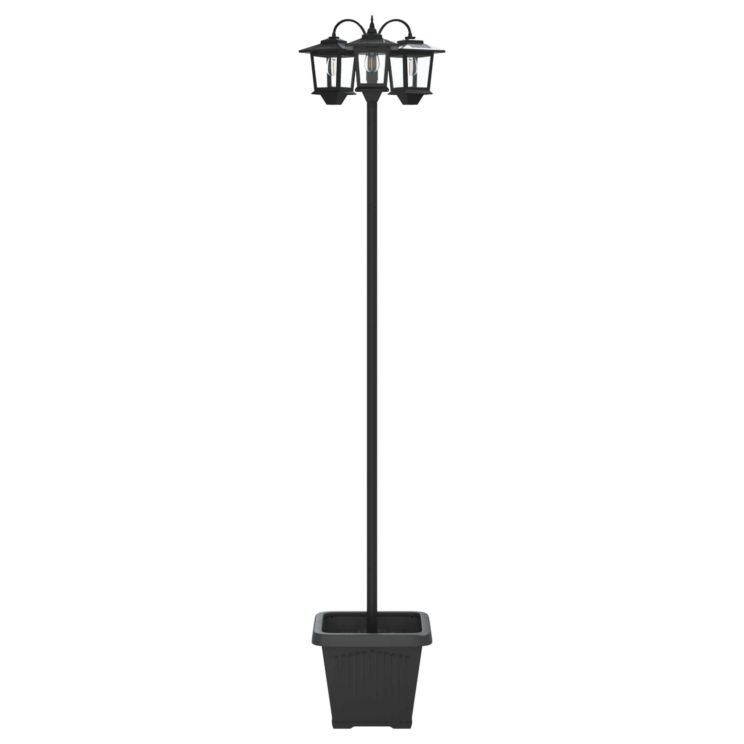 3-Head Lamp Post with Planter Black 32 x 32 x 188 cm