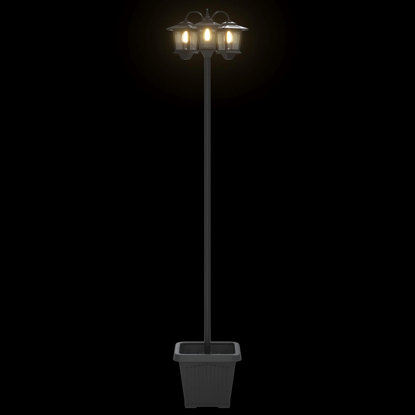3-Head Lamp Post with Planter Black 32 x 32 x 188 cm