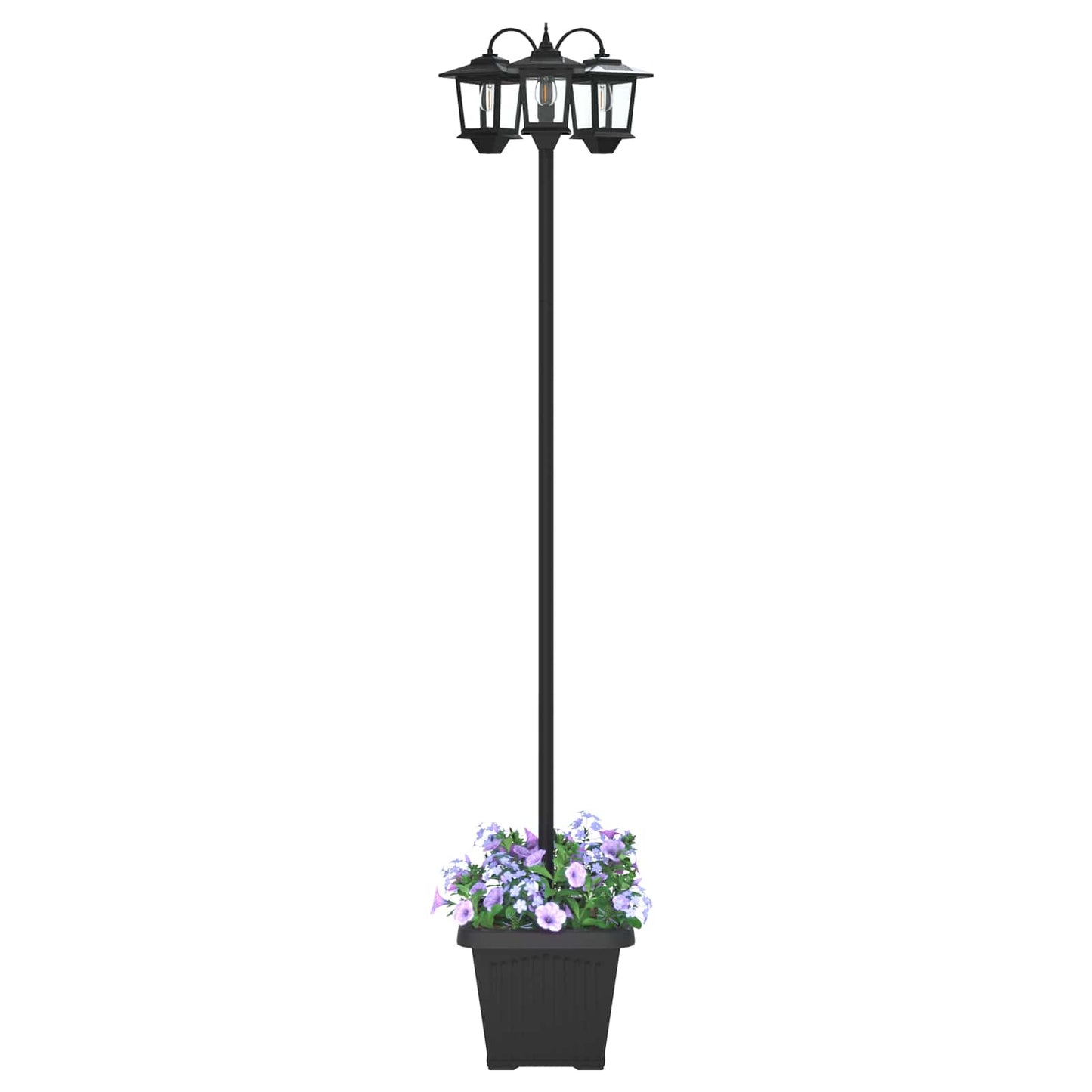 3-Head Lamp Post with Planter Black 32 x 32 x 188 cm