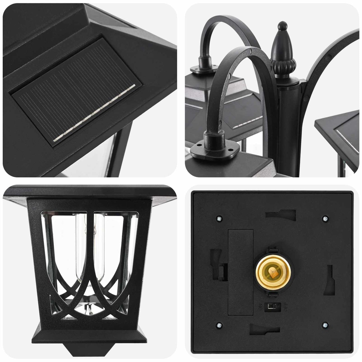 3-Head Lamp Post Black 16 x 16 x 187 cm Aluminum and ABS