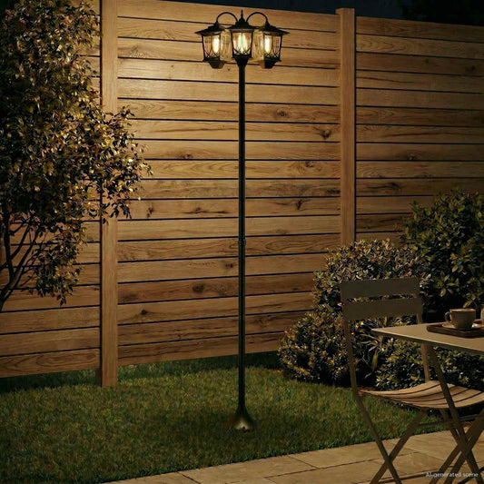 3-Head Lamp Post Black 16 x 16 x 187 cm Aluminum and ABS