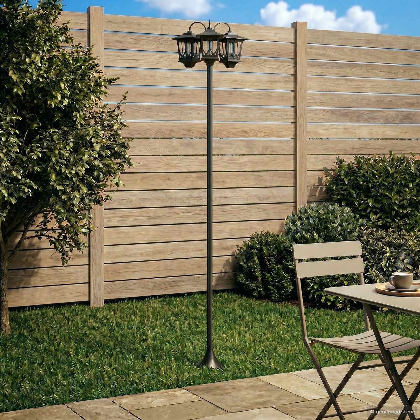 3-Head Lamp Post Black 16 x 16 x 187 cm Aluminum and ABS
