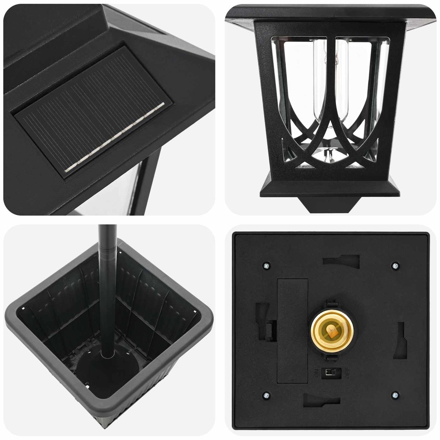 3-Head Lamp Post with Planter Black 32 x 32 x 188 cm