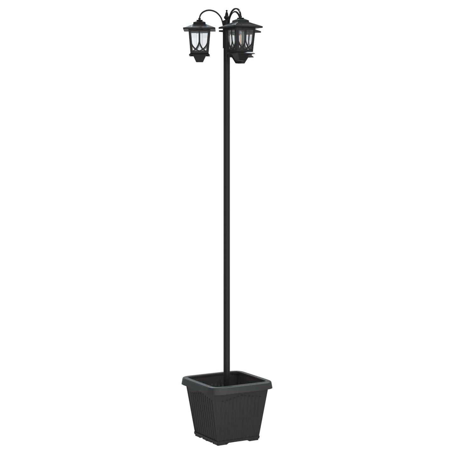 3-Head Lamp Post with Planter Black 32 x 32 x 188 cm