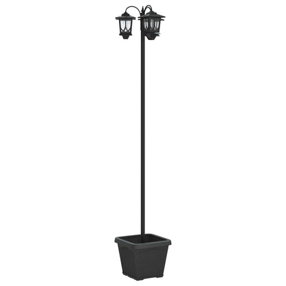 3-Head Lamp Post with Planter Black 32 x 32 x 188 cm