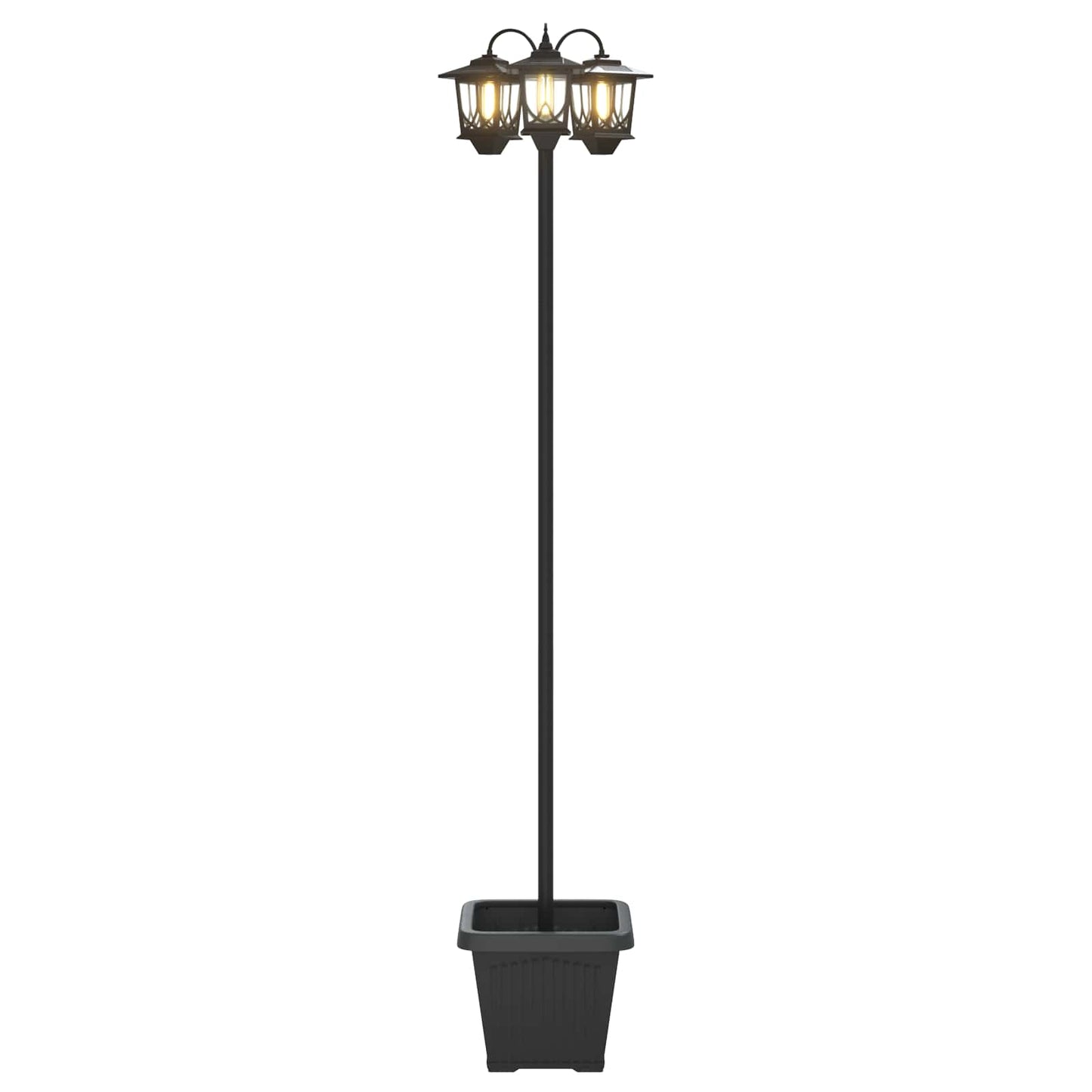 3-Head Lamp Post with Planter Black 32 x 32 x 188 cm