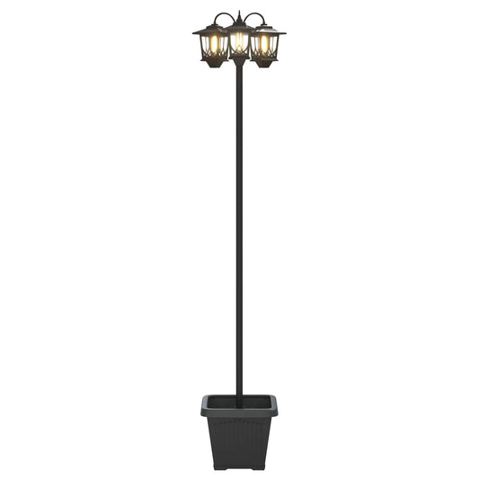 3-Head Lamp Post with Planter Black 32 x 32 x 188 cm