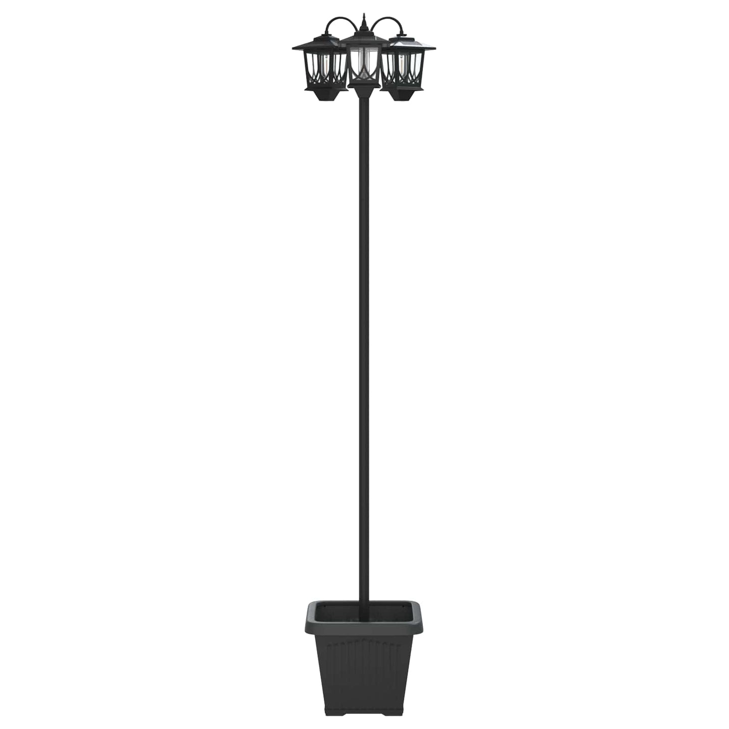 3-Head Lamp Post with Planter Black 32 x 32 x 188 cm