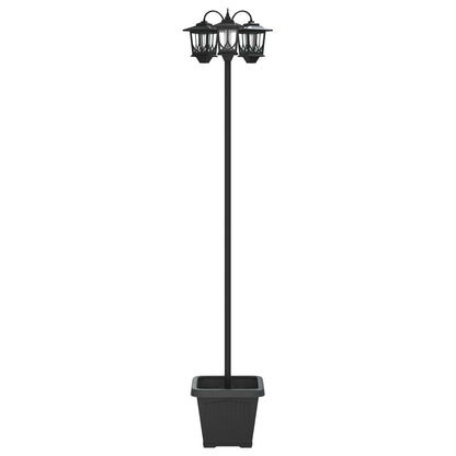 3-Head Lamp Post with Planter Black 32 x 32 x 188 cm