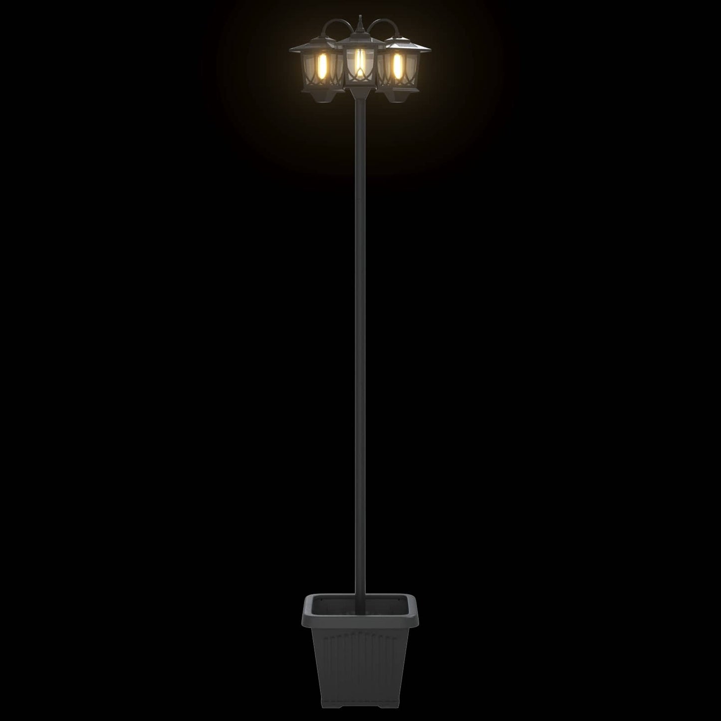3-Head Lamp Post with Planter Black 32 x 32 x 188 cm