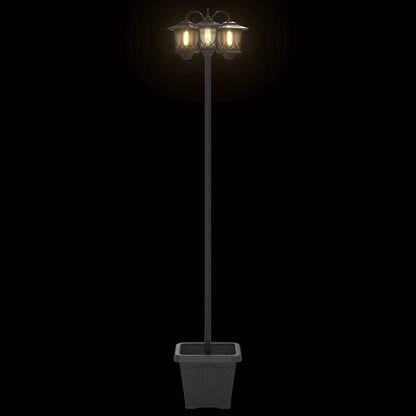 3-Head Lamp Post with Planter Black 32 x 32 x 188 cm
