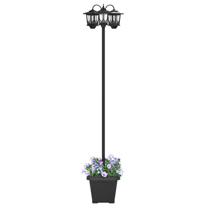 3-Head Lamp Post with Planter Black 32 x 32 x 188 cm