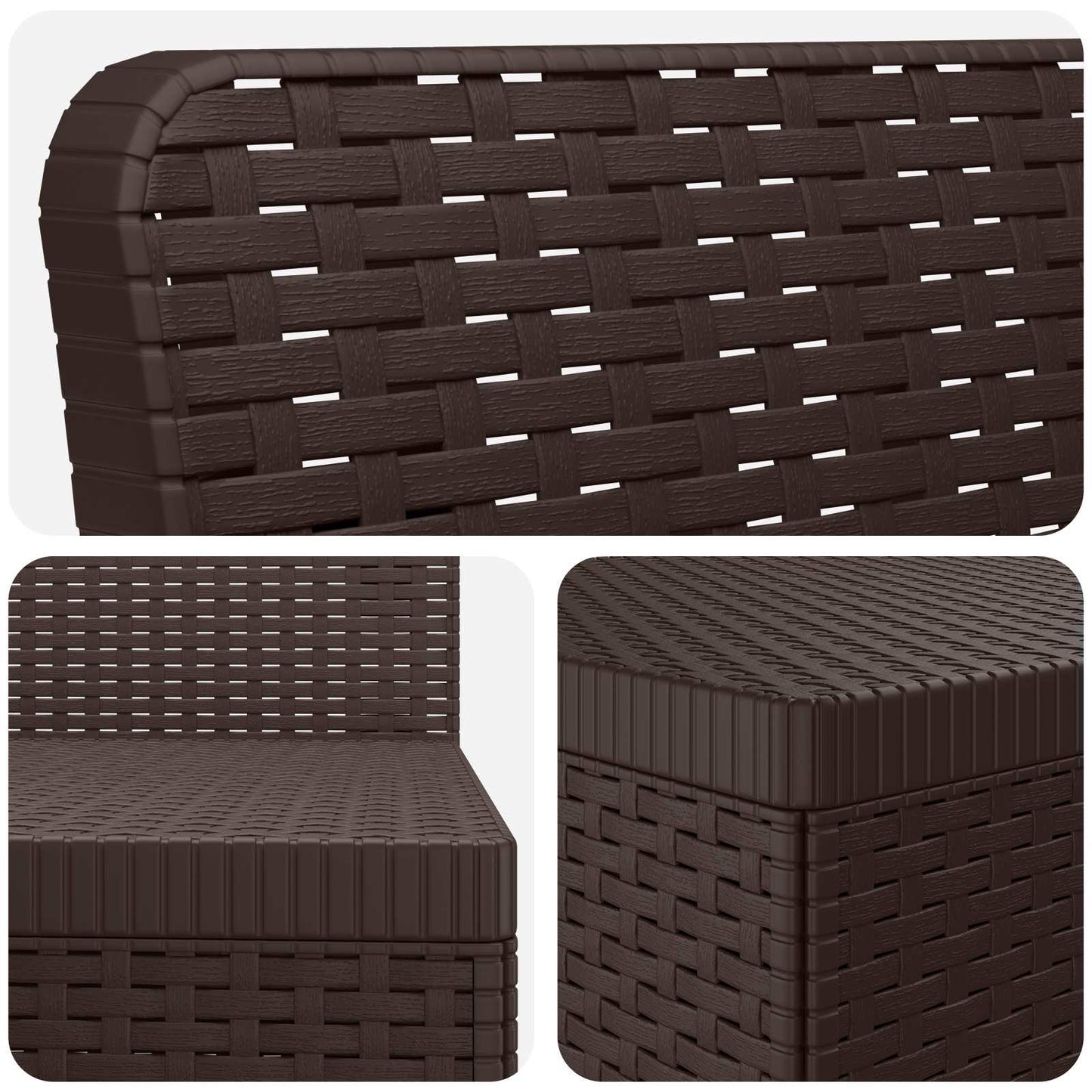 3-Seater Garden Sofa Rattan Look PP Brown