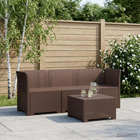 3-Seater Garden Sofa Rattan Look PP Brown