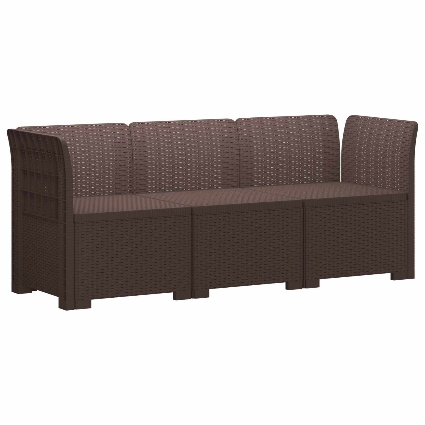 3-Seater Garden Sofa Rattan Look PP Brown